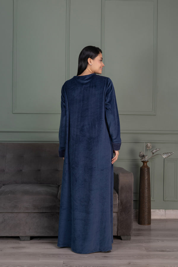 Private Lives Blue Velvet Nighty With Fur