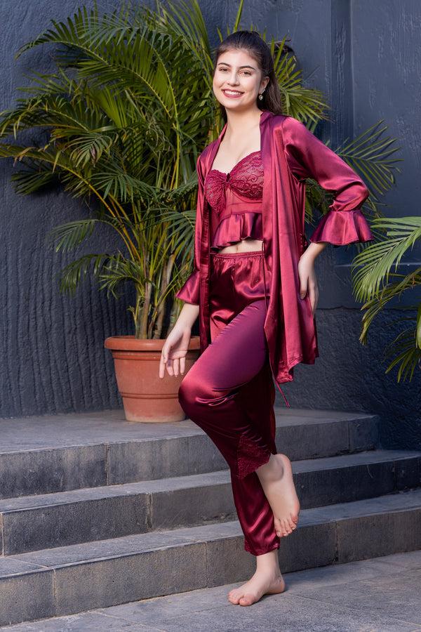 private lives Bralet Pj's & Robe in silky soft satin