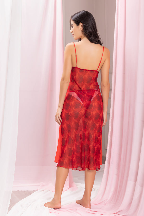 Private Lives Bridal Red Double Chiffon Nighty
