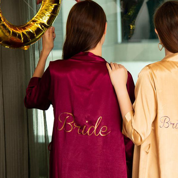 Private Lives Bride Robe In Satin Wine Color