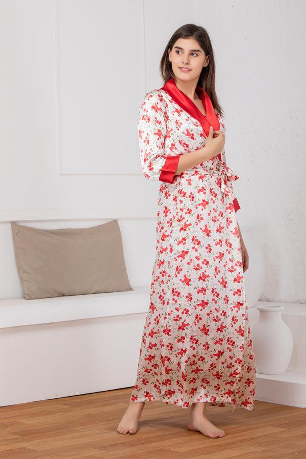 Private Lives Camellia Blooms Red Nightgown Set