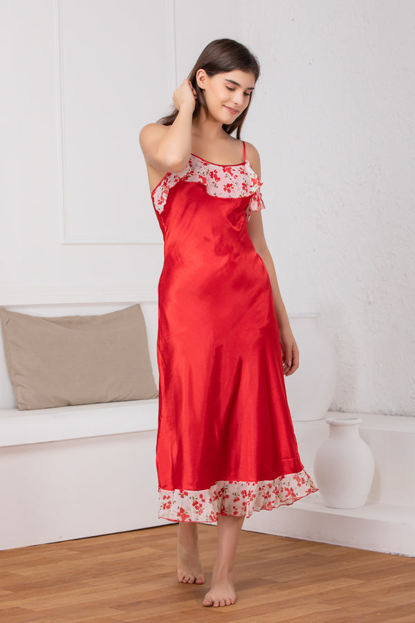 private lives Camellia Blooms Red Nightgown Set