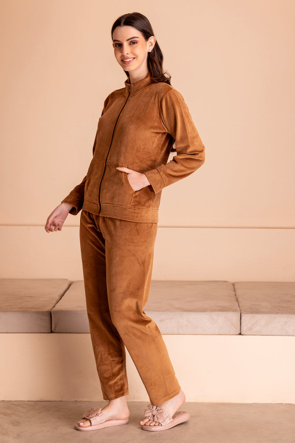 Private Lives Chocolate Brown Winter Track Suit
