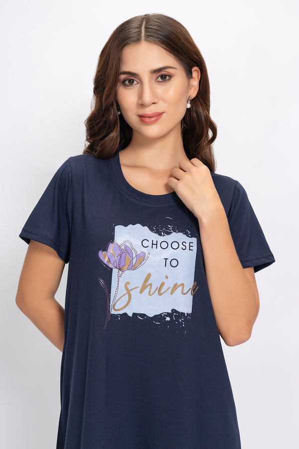 Private Lives Choose To Shine Long Tee In Cotton