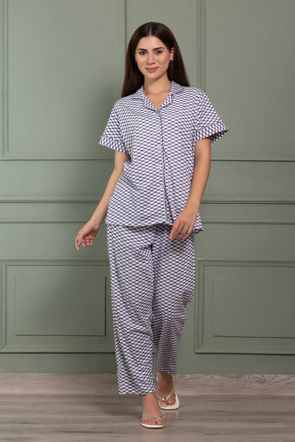 Private Lives Classic Collar Pj Set In Hosiery