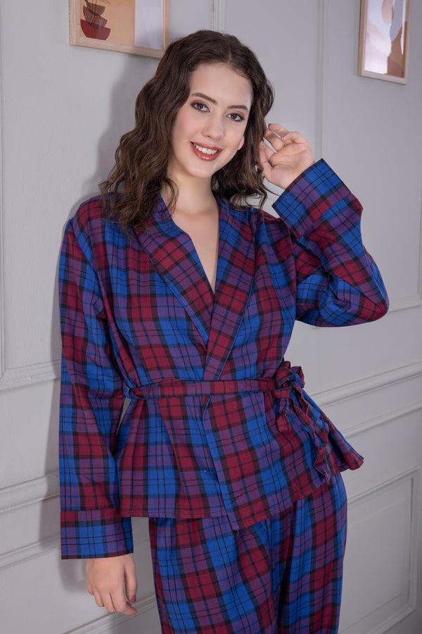 private lives Co-ord set in cotton check