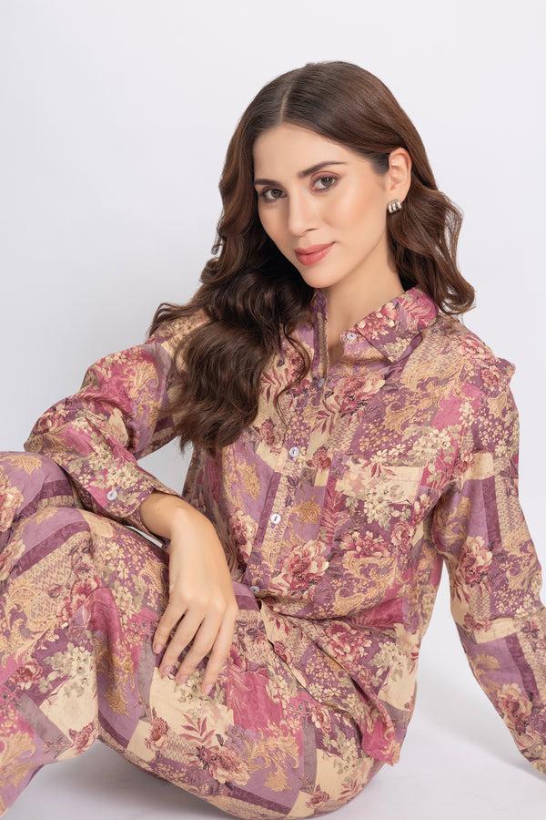 private lives Co-ord set in Embosed Rayon