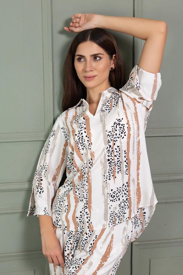 Private Lives Co-ord Set In Leopard Crepe