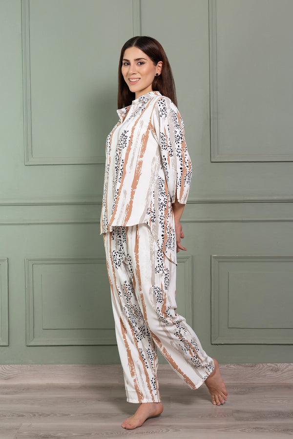 Private Lives Co-ord Set In Leopard Crepe