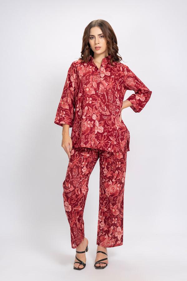 Private Lives Co-ord Set In Printed Rayon