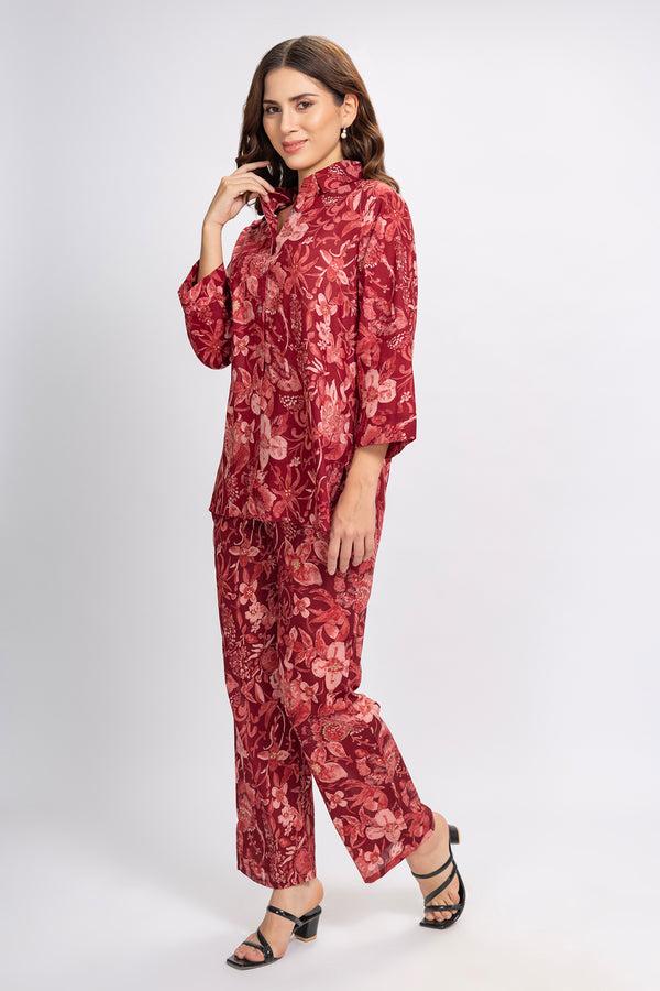 Private Lives Co-ord Set In Printed Rayon