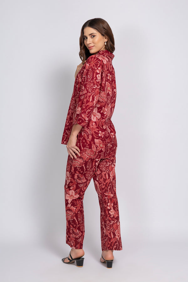 Private Lives Co-ord Set In Printed Rayon