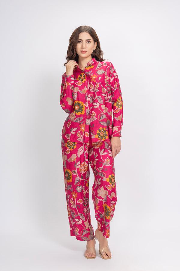 Private Lives Co-ord Set In Printed Rayon