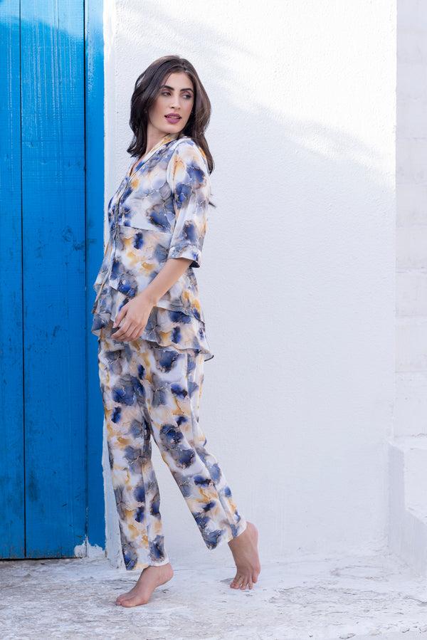 Private Lives Co-ord Set In Printed Satin