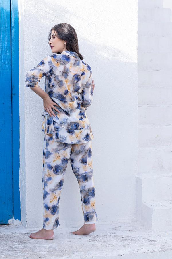 Private Lives Co-ord Set In Printed Satin