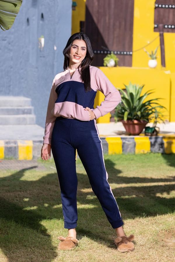 Private Lives Color Block Track Suit In Polar