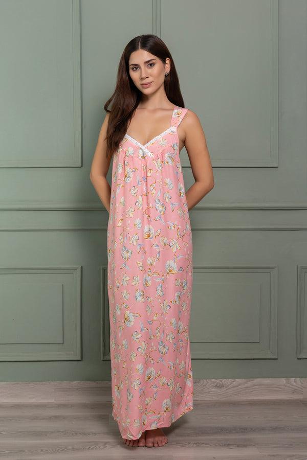 Private Lives Cotton Nighty & Robe In Floral Cotton