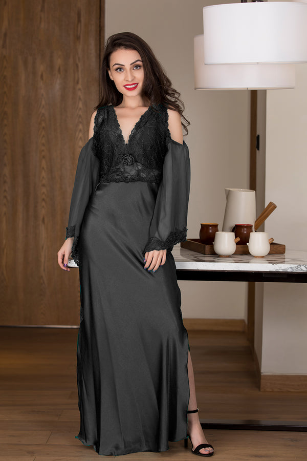 private lives Designer Black Long Nighty