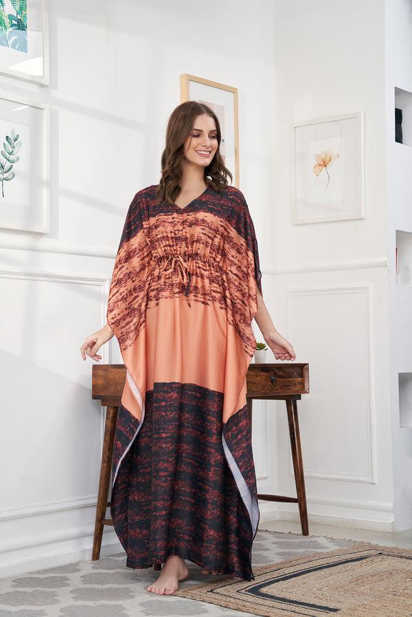 Private Lives Digital Print Satin Kaftan