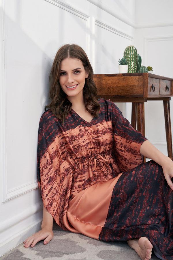 Private Lives Digital Print Satin Kaftan