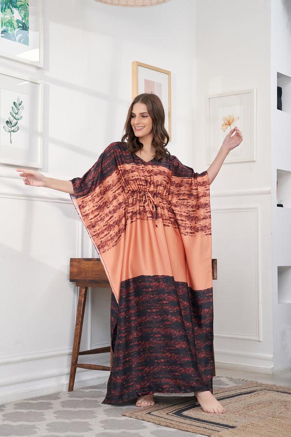 private lives Digital Print Satin Kaftan