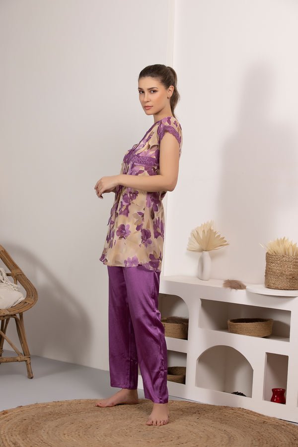 Private Lives Double Chiffon Floral Night Suit