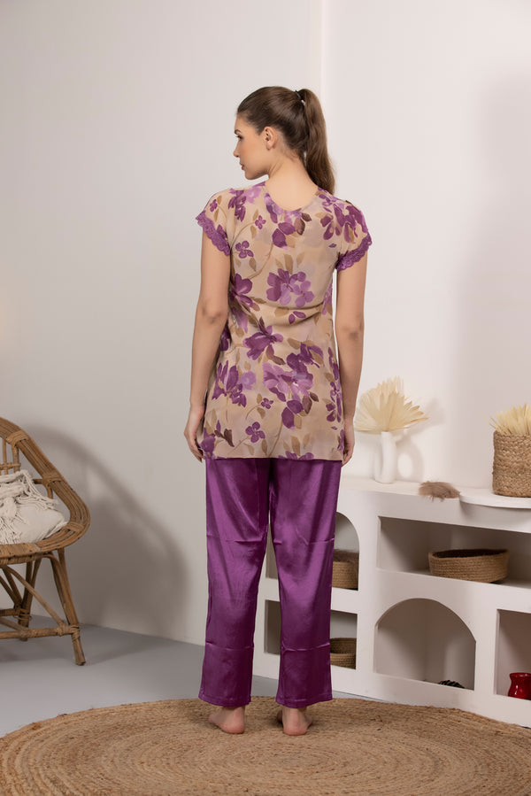 Private Lives Double Chiffon Floral Night Suit
