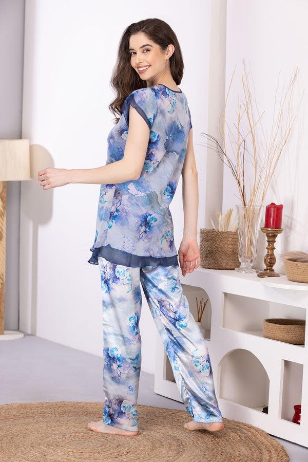 Private Lives Double Chiffon Printed Night Suit