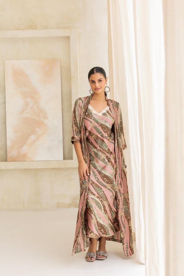 Private Lives Dusky Rose Blossoms Nightgown Set