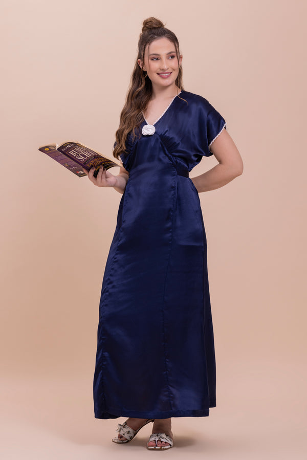 Private Lives Elegant Blue Satin Night Dress