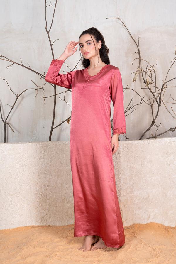 Private Lives Elegant Satin Nighty In Rust