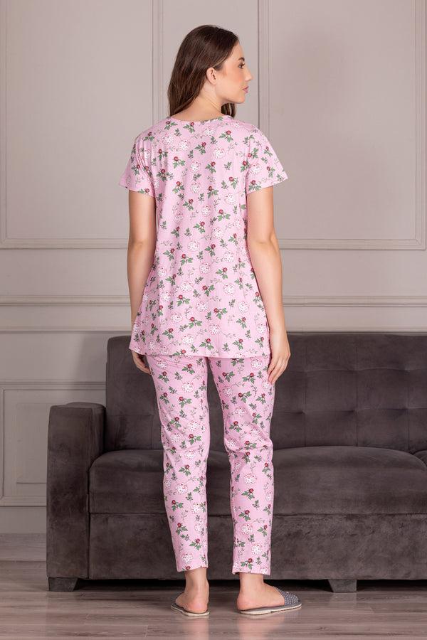 Private Lives Feeding Night Suit In Pure Cotton