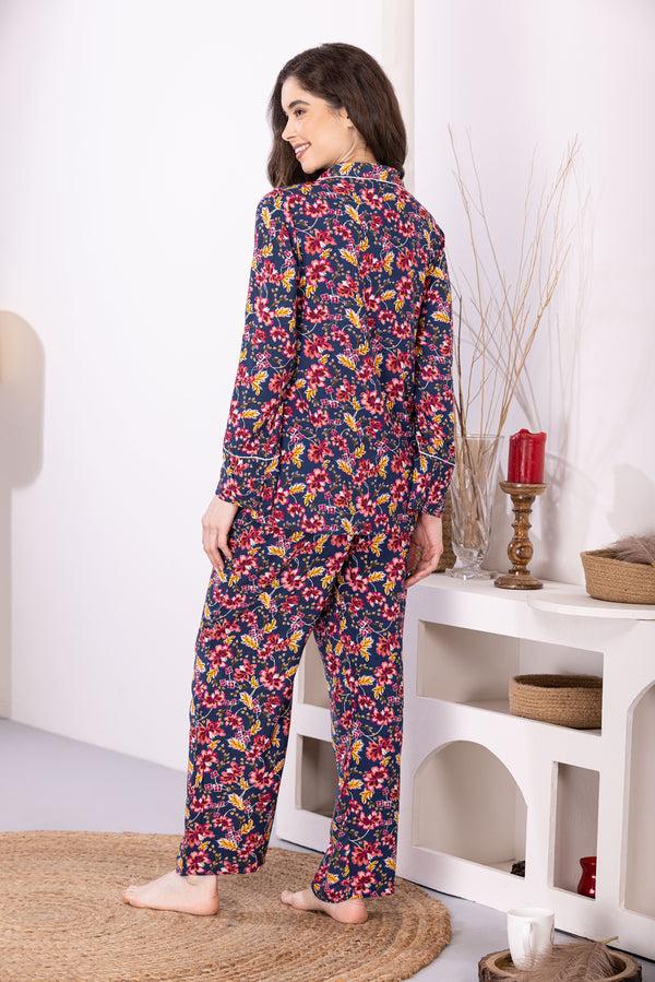 Private Lives Floral Classic Collar Night Suit
