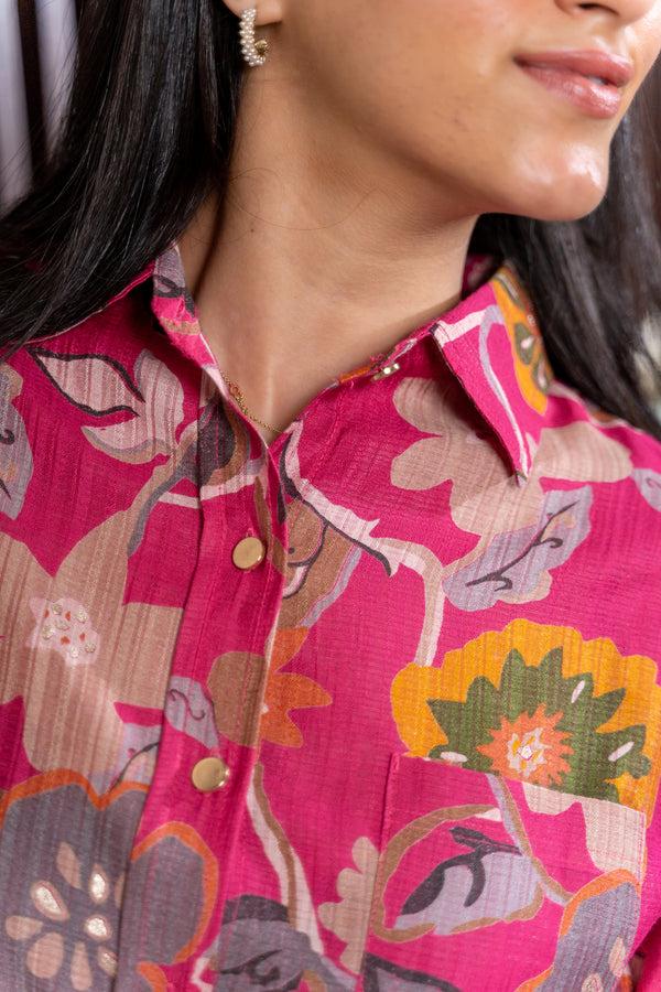 Private Lives Floral Co-ord Set With Gold Buttons