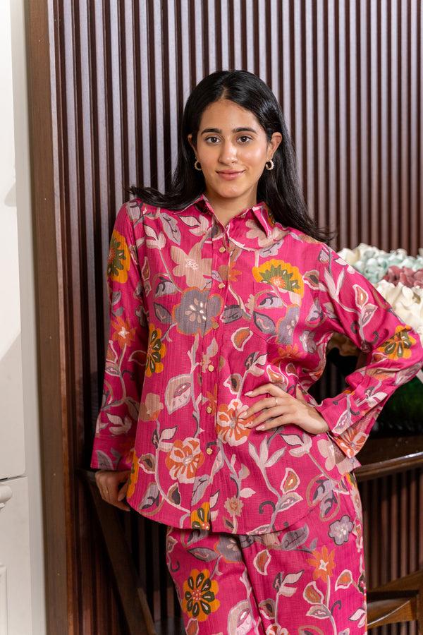 private lives Floral Co-ord set with Gold buttons