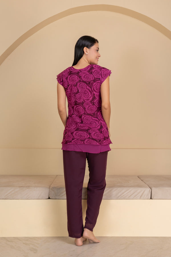 Private Lives Floral Double Chiffon Pj Set