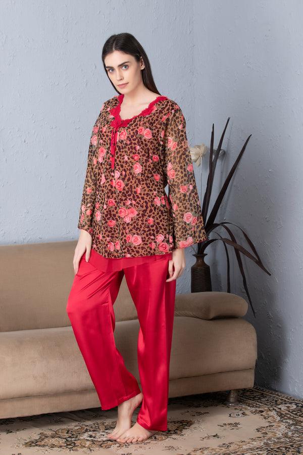 Private Lives Floral Print Chiffon Night Suit