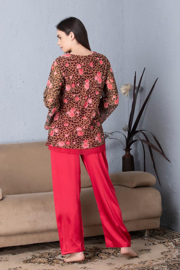Private Lives Floral Print Chiffon Night Suit