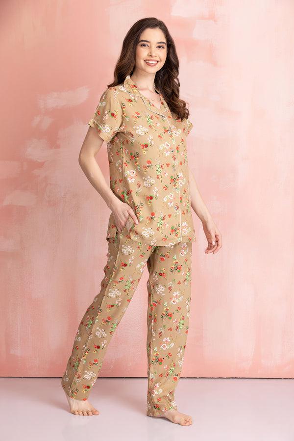 Private Lives Floral Print Classic Collar