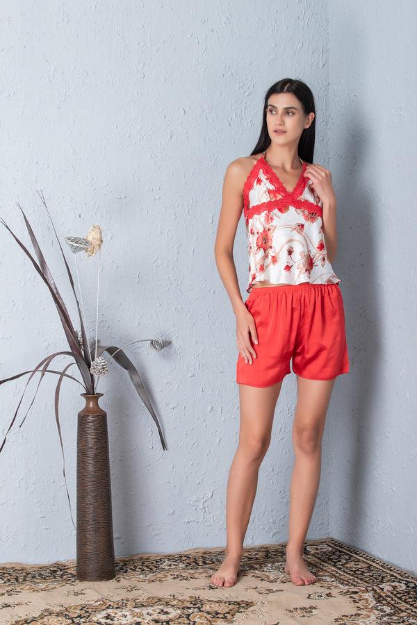 Private Lives Floral Print Halter Neck Top & Shorts