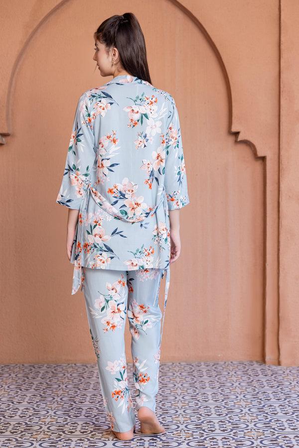 Private Lives Floral Print Pj Set With Robe