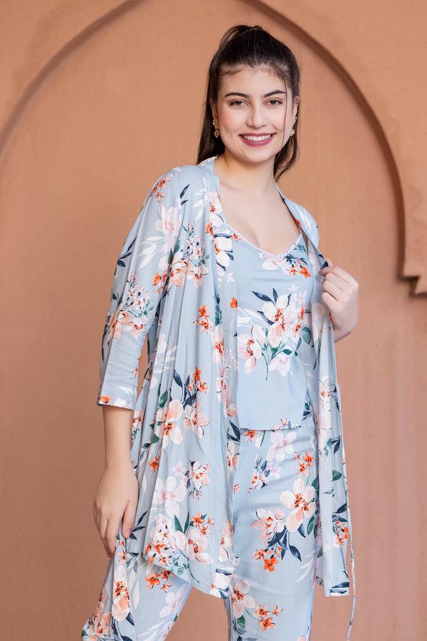 private lives Floral Print pj set with Robe
