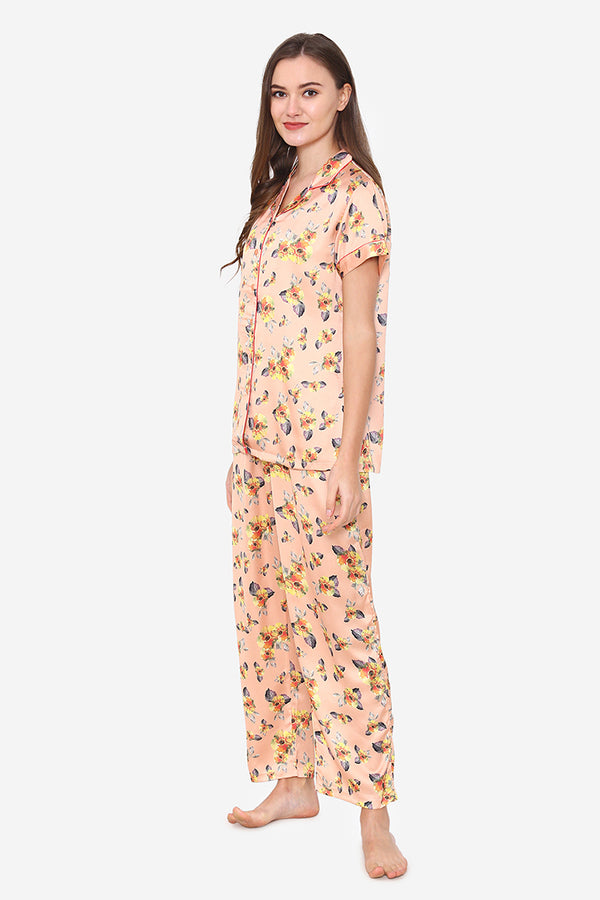 Private Lives Floral Print Satin Night Suit