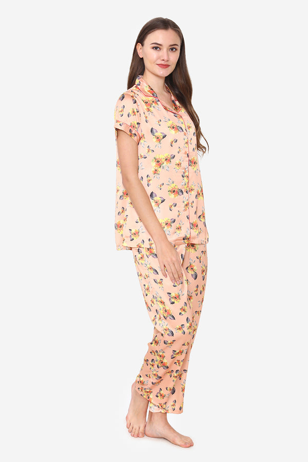 Private Lives Floral Print Satin Night Suit