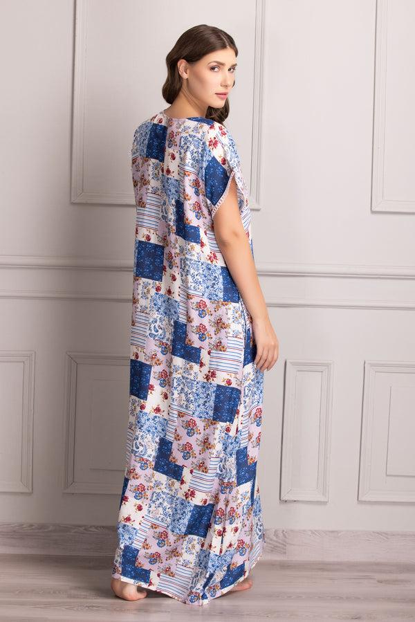 Private Lives Floral Rayon Kaftan With Lace Detail