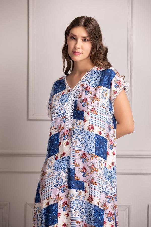 private lives Floral Rayon Kaftan with Lace detail