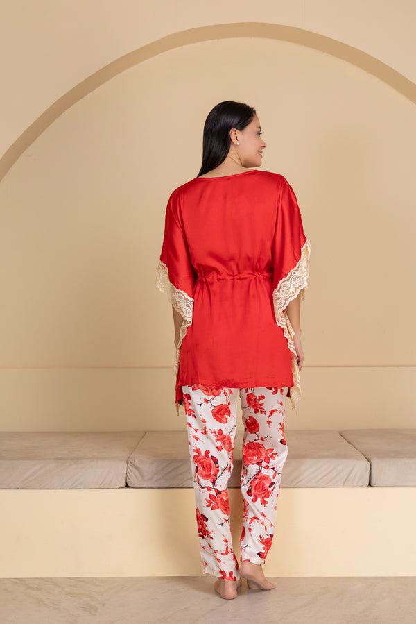 Private Lives Floral Satin Kaftan Set