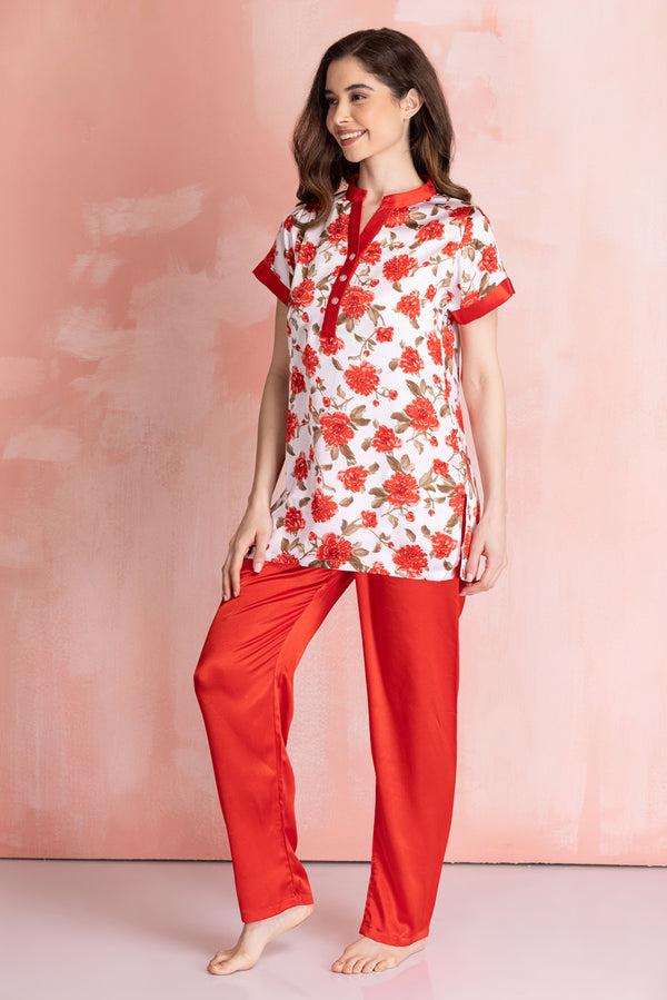 Private Lives Floral Satin Night Suit