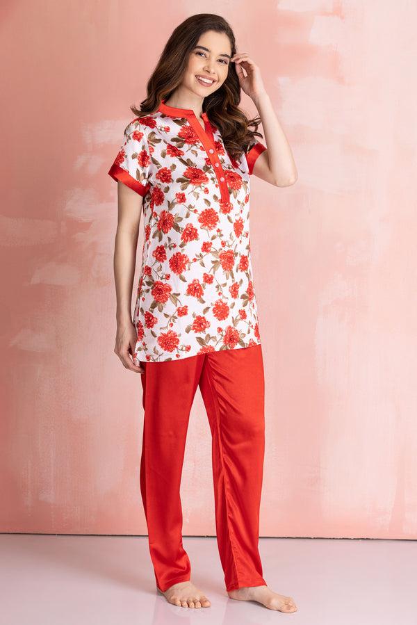 Private Lives Floral Satin Night Suit