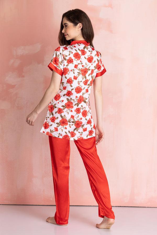 Private Lives Floral Satin Night Suit